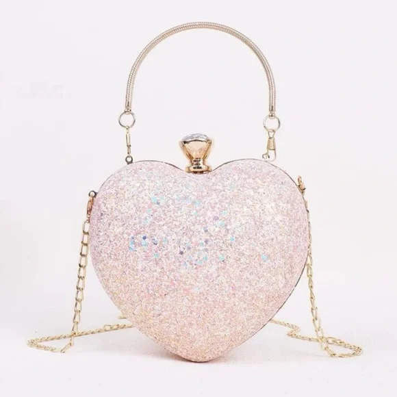 Mini glitter heart shaped clutch - Picture 3 of 4